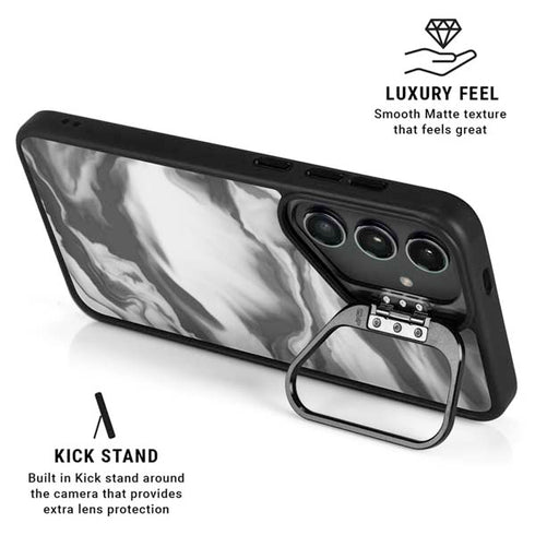 Grey Marble Ink Galaxy S25 Kickstand Case